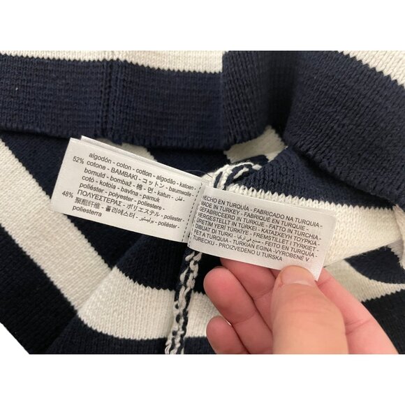 Zara Womens Cardigan Size M Navy Blue White Striped gold Button 6427/022 NWT - Picture 7 of 16